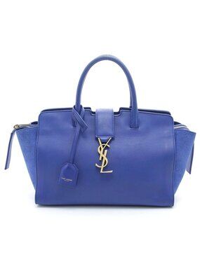 Saint Laurent Baby Downtown Cabas Blue Leather Suede Handbag